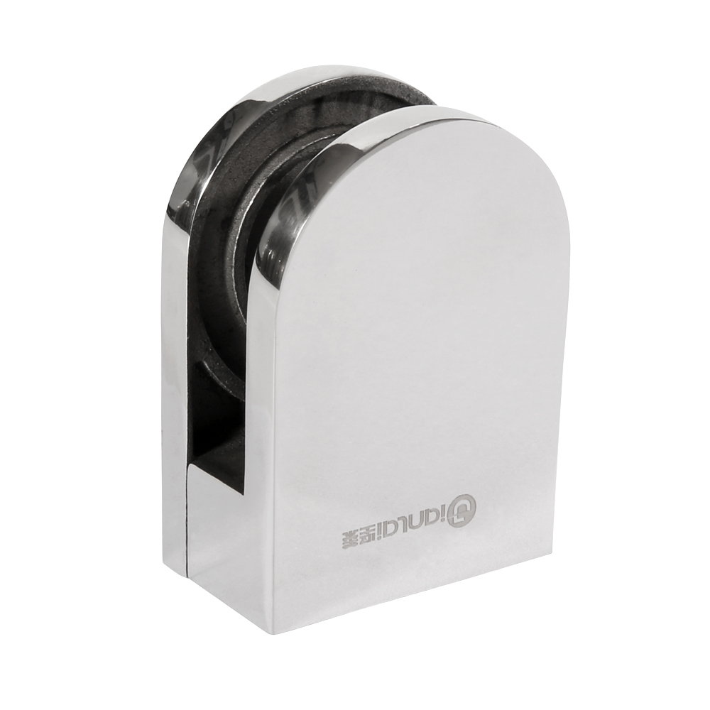 Abrazadera de vidrio fijo de base plana de acero inoxidable pulido